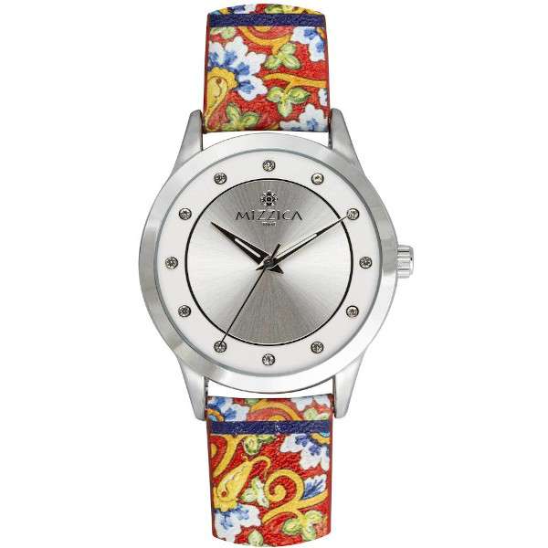 MIZZICA Time - Orologio con simbolo tipico siciliano Il Fiore Blu – MA109 - Clock with typical Sicilian symbol The Blue Flower