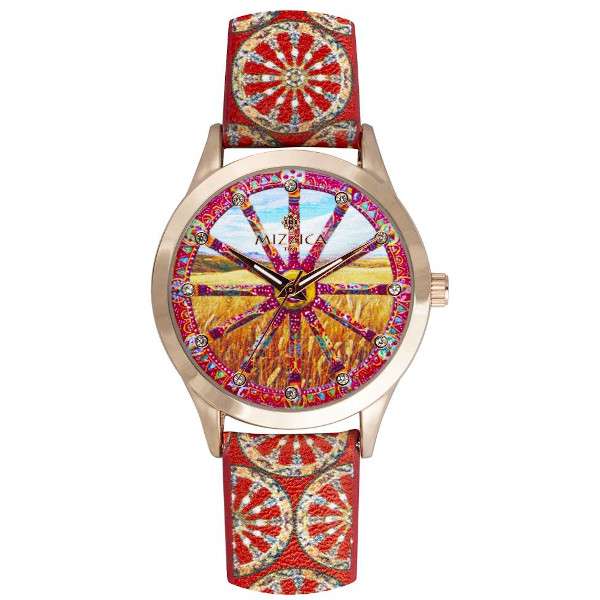MIZZICA Time - Orologio con simbolo tipico siciliano La Ruota quadrante stampato – MB101 - Clock with typical Sicilian symbol The wheel