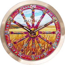 MIZZICA Time - Orologio con simbolo tipico siciliano La Ruota quadrante stampato – MB101 - Clock with typical Sicilian symbol The wheel
